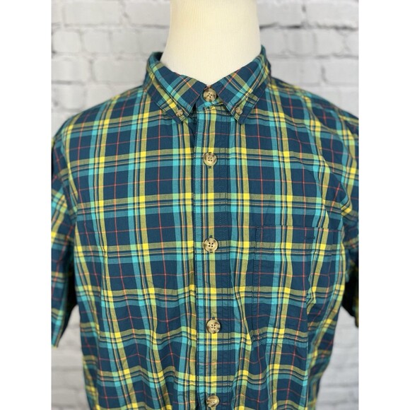 Duluth Trading Untucked Men XL Slim Short Sleeve Button Down Shirt Multi Plaid - Picture 5 of 6